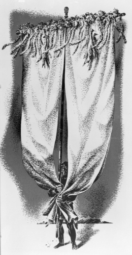Lono-makua, pen and ink drawing by Joseph Feher