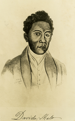 David Malo; Lahainaluna student and author. Collection: General Photograph Collection Call Number: People. Maj-Mam. Artifact Number: CP 126565 Location: Bishop Museum Archives Image from Bishop Museum Archives, Honolulu, Hawaii. Images are not to be re-used without permission.