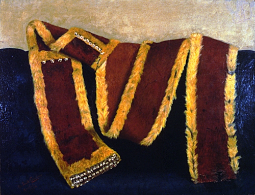 Oil on canvas of Kā‘ei kapu o Līloa by Ella Smith Corwine, 1890. Call Number: SXS 23325 Accession Number: 1950.0131.0000 Image from Bishop Museum Archives, Honolulu, Hawaii. Images are not to be re-used without permission.