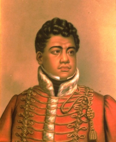 Watercolor and charcoal drawing by an anonymous artist, ca. 1890. Call Number: Art. People. Kamehamea II. Image from Bishop Museum Archives, Honolulu, Hawaii. Images are not to be re-used without permission.