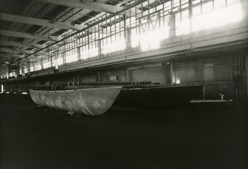 Double hulled canoe Hawai‘iloa under construction at Pier 40, June 1992. Collection: Hawai‘i Maritime Center Call Number: HMC. C.A. Hawai‘iloa Artifact Number: I 8480_5 Location: Bishop Museum Archives Image from Bishop Museum Archives, Honolulu, Hawaii. Images are not to be re-used without permission.