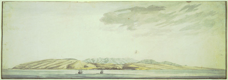View of Atowa [Kaua‘i], one of the Sandwich Isles [Hawai‘i], by William Ellis, 1778. Call Number: Art. Geography. Kauai. Artifact Number: SXC 99376 Location: Bishop Museum Archives Image from Bishop Museum Archives, Honolulu, Hawaii. Images are not to be re-used without permission.