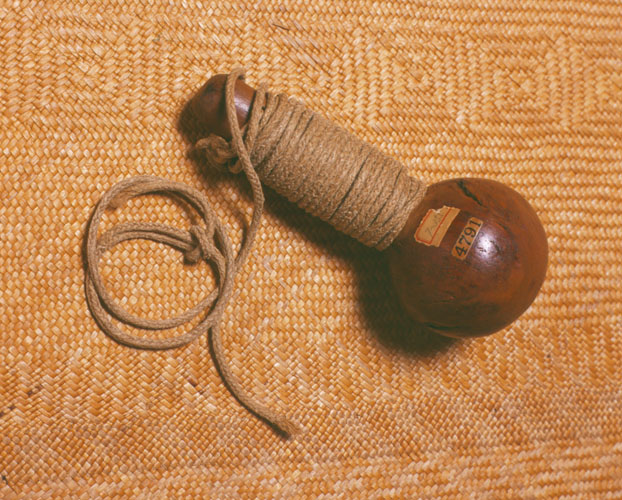 Pīkoi with a handle used as a club from Lua: Art of the Hawaiian Warrior by Richard Paglinawan, Mitchell Eli, Moses Kalauokalani, and Jerry Walker. Honolulu, Hawaii: Bishop Museum, 2006. Photo by David Franzen. Call Number: GV1100.H3 P34 2006, page 54. Image from Bishop Museum Archives, Honolulu, Hawaii. Images are not to be re-used without permission.