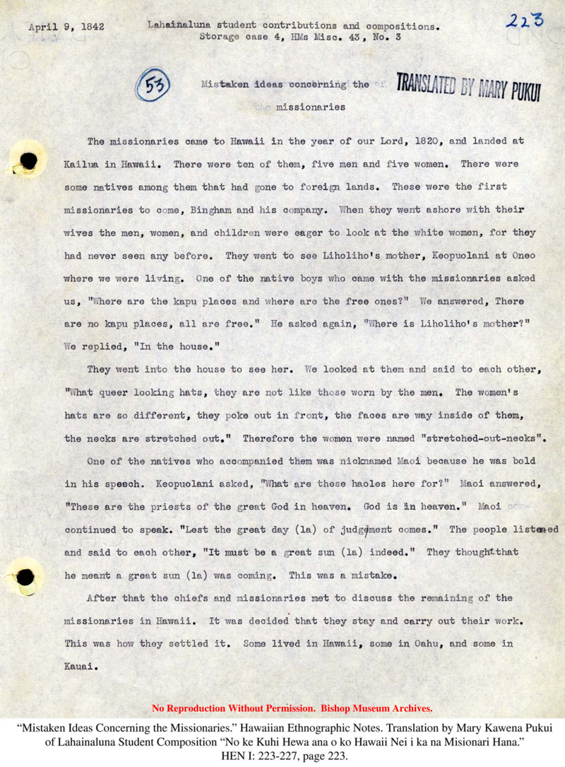Mistaken Ideas Concerning the Missionaries