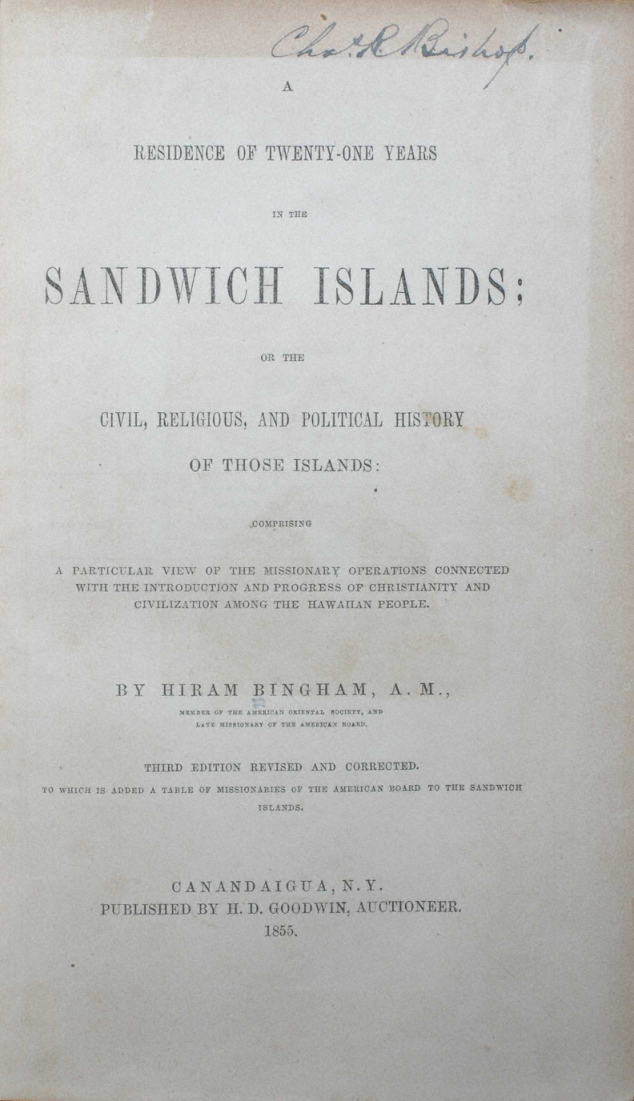 Bingham's A Residence of Twenty-One Years in the Sandwich Islands