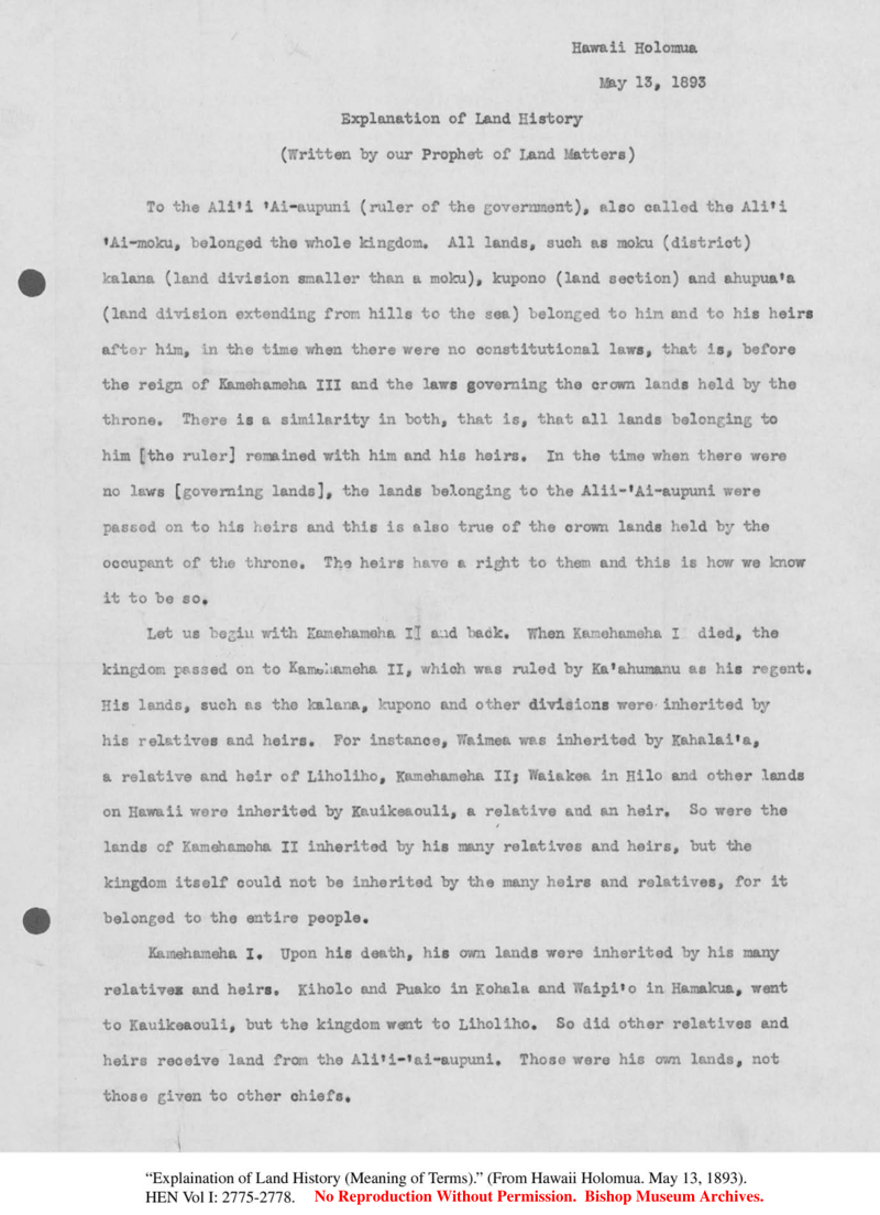 Explanation of Land History