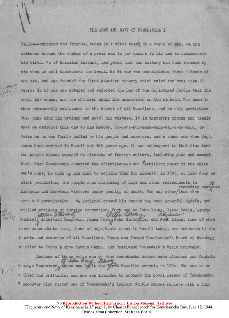 The Army and Navy of Kamehameha I