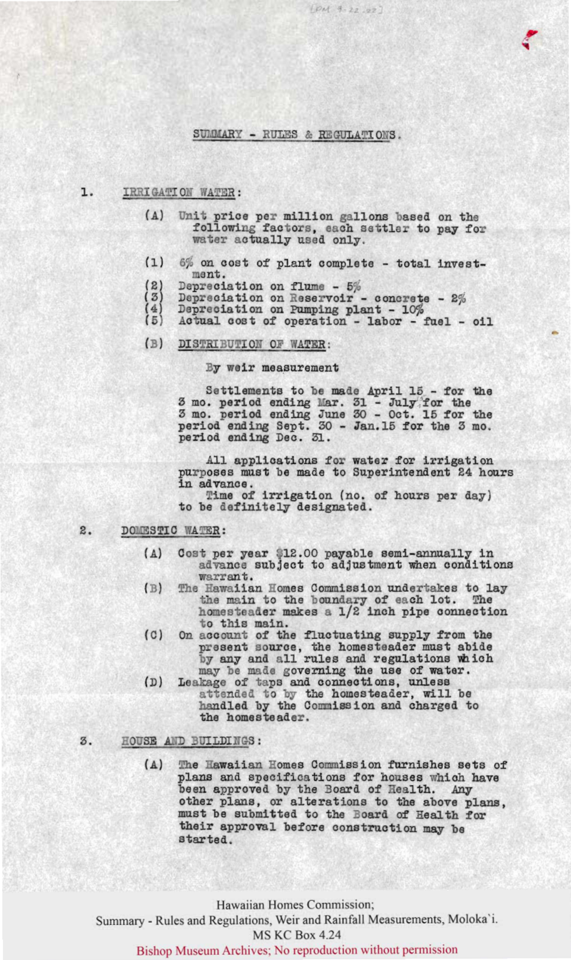 Hawaiian Homes Commission Document