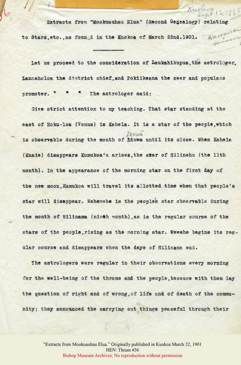 Extracts from Mookuauhau Elua